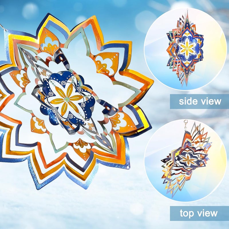 Eiryhope Mandala Wind Spinner - Starry Sky Design | 12-Inch Laser Cut Stainless Steel, Rustproof 3D Kinetic Hanging Wind Sculptures & Spinners for Indoor/Outdoor Garden Decor & Yard Art | Worth Gift - Image 4